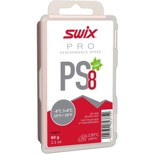Swix PS8 Ski Wax, Red, 25°F/39°F, 60g