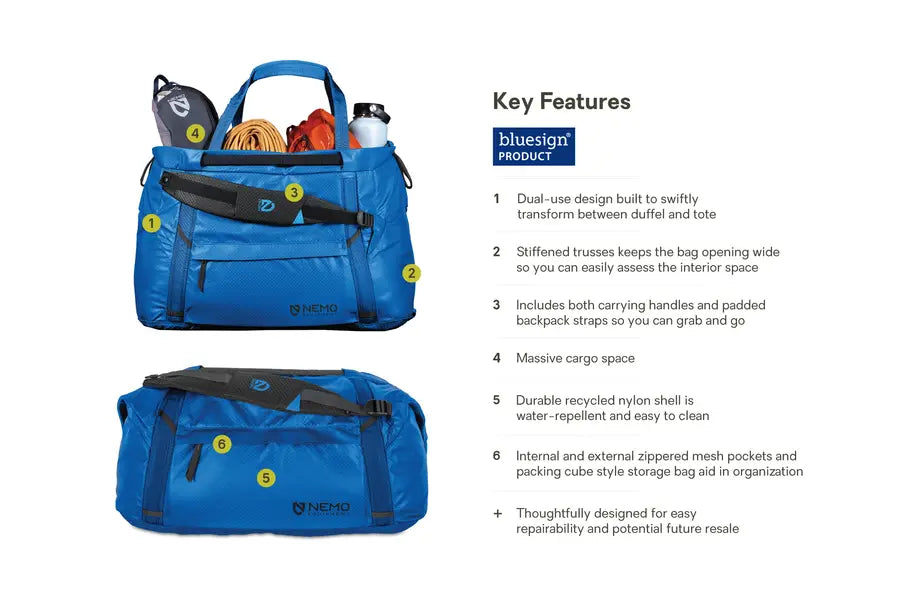 NEMO Double Haul™ 55L Convertible Duffel & Tote