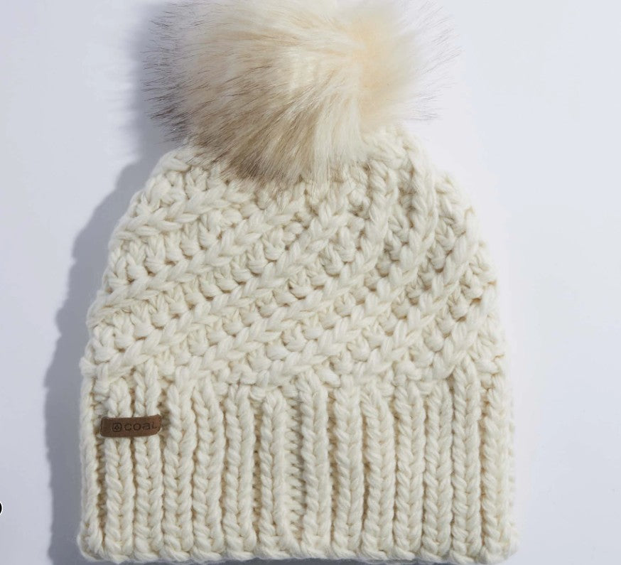 Coal The Maizy Knit Faux Fur Pom Womens Beanie