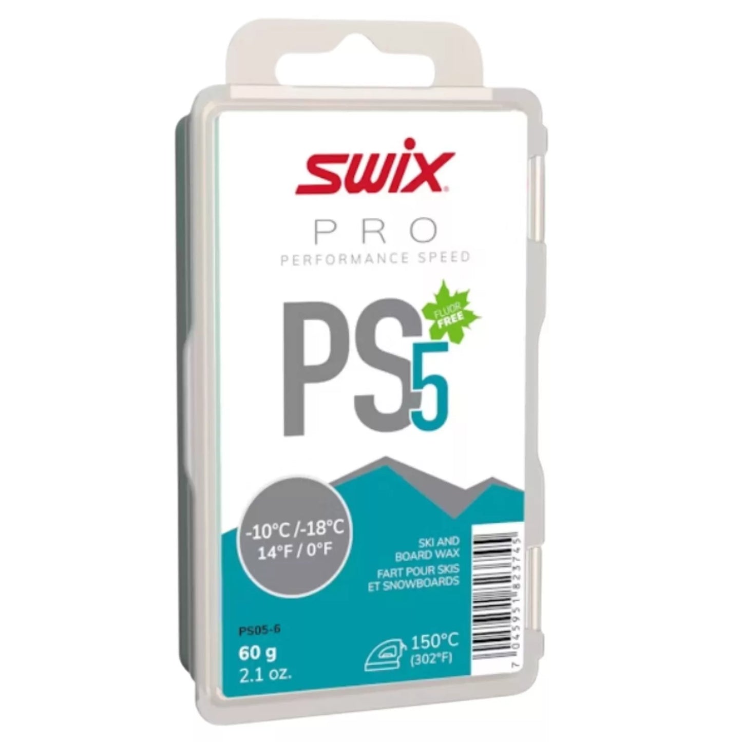 Swix PS5 Ski Wax Turquoise 14°F/0°F 60g