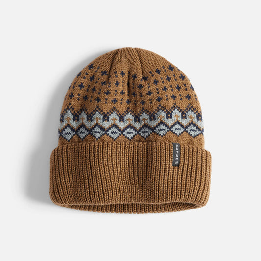 Autumn Headwear Fairisle Beanie - Lt Brown