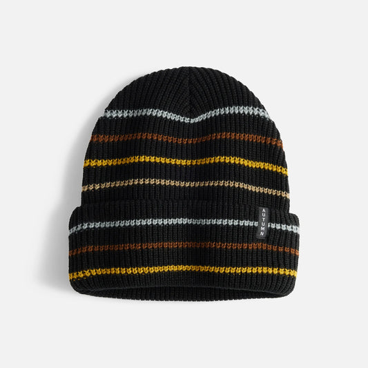 Autumn Headwear Multi Stripe Beanie - Black