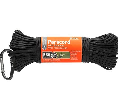 SOL. 550 Paracord 100 ft With Carabiner